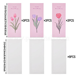 紙製レター用文房具3個  封筒3枚付き  チューリップの花が描かれた長方形  ピンク  210x75x0.3mm&nbsp;DIY-TADJ0002-003B