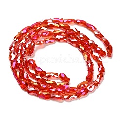 電気メッキガラスビーズセット  魚  ABカラー  多面カット  レッド  10x6x4mm  穴：1.2mm  約70個/連  27.56''（70センチメートル）&nbsp;EGLA-P066-01A-AB09