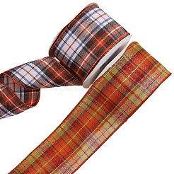 2 Rolls 2 Colors Tartan Pattern Polyester Ribbon&nbsp;OCOR-GF0005-36