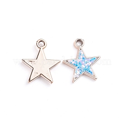 CCBプラスチックペンダント  スパンコール入り  カン付き  スター  ローズゴールド  ライトスカイブルー  23.5x20x3mm  穴：3mm&nbsp;CCB-TAC0001-02E