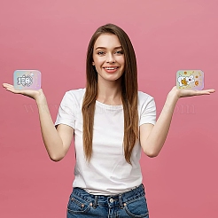 4種類のスタイルのブリキ製収納ボックス4個  アクセサリー箱  DIYキャンドル用  乾燥貯蔵  スパイス  お茶  キャンディ  パーティーの好意  混合模様の長方形  ミックスカラー  9.5x6.9x2.55cm  インナーサイズ：8.8x6.15センチメートル  1個/スタイル&nbsp;CON-CN0001-02