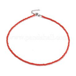 7 Pcs 7 Colors Chakra Jewelry Glass Seed Beaded Necklaces Set&nbsp;NJEW-JN03803