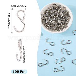 鉄製のS字フック  プラチナ  30x16x2.2mm  約100個/セット&nbsp;IFIN-SP0001-68B