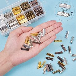 アイロンリボンカシメエンドパーツクランプ  ミックスカラー  20x8x5mm  穴: 2 ミリメートル 25 個/コンパートメント  50個/カラー  250個/セット&nbsp;IFIN-PH0023-36