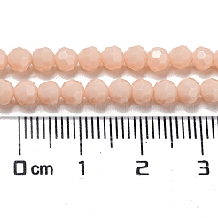 不透明ガラスビーズスタンド  ファセット（32ファセット）  ラウンド  桃パフ  4mm  穴：0.7mm  約87~93個/連  32~33cm&nbsp;EGLA-A035-P4mm-D05