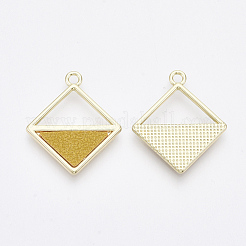 合金ペンダント  PUレザーと  菱形  ライトゴールド  ゴールデンロッド  25x22x2mm  穴：2mm  辺の長さ：16mm&nbsp;PALLOY-T067-166E