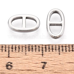 変色しない304ステンレススチールコネクタチャーム  オーバル  ステンレス鋼色  10x6.5x2mm  穴：2.5mm&nbsp;STAS-N097-168P