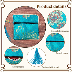 10Pcs 10 Colors Retro Square Cloth Zipper Pouches&nbsp;ABAG-PH0001-31