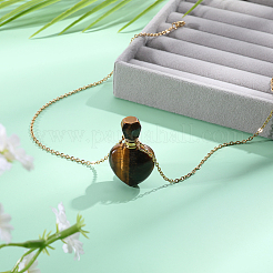 1Pc Natural Gemstone Heart Perfume Bottle Pendant Necklaces&nbsp;NJEW-PH0001-61B