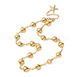 304 Stainless Steel Teardrop Link Chain Necklaces for Women&nbsp;NJEW-G178-06G