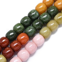天然石マレーシアジェイドビーズ連売り  染め＆加熱  バレル  ミックスカラー  9.5~10x8.5mm  穴：1mm  約37~38個/連  14.57''~14.96''（37~38センチメートル）&nbsp;G-B165-F12-10x10mm
