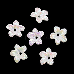 UVメッキ不透明アクリルビーズキャップ  虹色の  5  - 花びらの花  ミックスカラー  11x3.5mm  穴：1.2mm&nbsp;OACR-K001-40