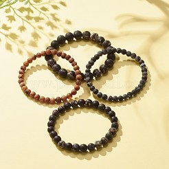 4 個 4 サイズ天然瑪瑙ラウンド ビーズ ストレッチ ブレスレット セット  女性のためのアクセサリー用原石のアクセサリー  内径：2-1/8~2-1/4インチ（5.3~5.8cm）  ビーズ：6~10mm  1個/サイズ&nbsp;BJEW-JB08196