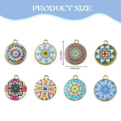 40Pcs 8 Style Alloy Printed Pendants&nbsp;PALLOY-SZ0001-34