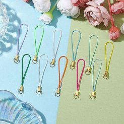ナイロン携帯ストラップ  亜鉛合金パーツ  ミックスカラー  5.8cm  約11個/セット&nbsp;HJEW-JM01904