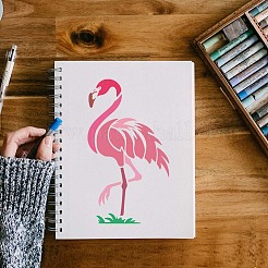 プラスチック中空図面絵画ステンシル テンプレート  スクラップブック、布地、タイル、床、家具、木材の塗装用  フラミンゴの形  29.7x21cm&nbsp;DIY-WH0396-953