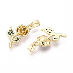 真鍮製マイクロパヴェキュービックジルコニアペンダント  花  16KGP本金メッキ  19.5x11.5x4mm  穴：3x5mm&nbsp;KK-T071-115G