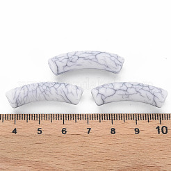 不透明なクラックルアクリルビーズ  カーブチューブ  ホワイト  32x10x8mm  穴：1.8mm  約330個/500g&nbsp;MACR-S372-002N-010