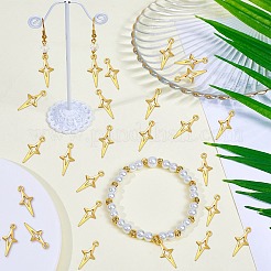 30個PVD真空メッキ304ステンレススチールペンダント  長持ちメッキ  スター  ゴールドカラー  23x10x1.5mm  穴：1.6mm&nbsp;FIND-SC0011-53