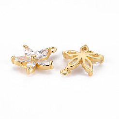 Brass Micro Pave Clear Cubic Zirconia Link Connectors&nbsp;ZIRC-S068-022-NF