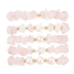 5Pcs 5 Style Natural Mixed Gemstone Chips Stretch Bracelets Set&nbsp;BJEW-JB09551
