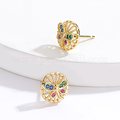 Elegant Brass Flat Round with Butterfly Stud Earrings&nbsp;ND1367