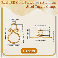 10Pcs 304 Stainless Steel Toggle Clasps&nbsp;STAS-BBC0008-32G