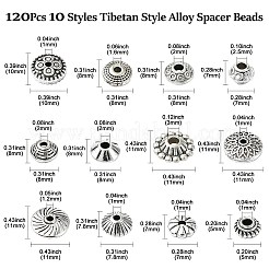 120Pcs 12 Styles Tibetan Style Alloy Spacer Beads&nbsp;FIND-CJ0002-91