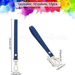 12個 12色 PUレザー リストストラップ キーホルダー  ライトゴールドメッキ合金スイベルクラスプ付き  ミックスカラー  19.2x1.2cm  1pc /カラー&nbsp;KEYC-CA0001-19