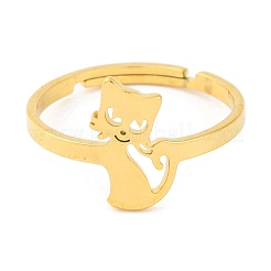 201ステンレススチール製調節可能な女性用リング  動物  猫の形  12.5mm  内径：18mm&nbsp;RJEW-D082-04E