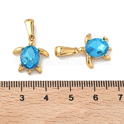 304ステンレススチールとガラスのペンダント  ゴールドカラー  多面カット  カメ  17x15x5mm  穴：7.5x3mm&nbsp;X-STAS-L309-20B-G