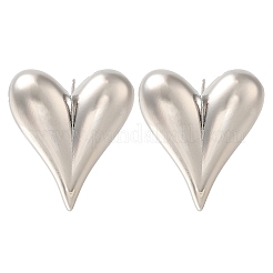 ラックメッキハート真鍮スタッドピアス  鉛フリー＆カドミウムフリー  長持ちメッキ  プラチナ  27x23.5mm&nbsp;EJEW-I310-13P