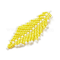 編組東方日本シードビーズビッグペンダント  フェザーチャーム  ミックスカラー  55x23x2mm  穴：0.7mm&nbsp;PALLOY-MZ00001