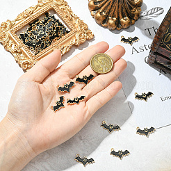 ライトゴールドメッキ合金ペンダント40個  エナメル  バット  ブラック  14x23x1.5mm  穴：2mm&nbsp;ENAM-SC0006-89