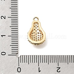 真鍮マイクロパヴェクリアキュービックジルコニアペンダント  梨のチャーム  18KGP本金メッキ  16x9.5x4.5mm  穴：1.4mm&nbsp;KK-N287-12G