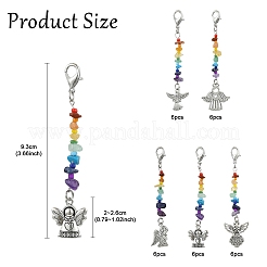 30Pcs 5 Styles Chakra Natural & Synthetic Gemstone Chips & Alloy Angel Pendant Decoration&nbsp;HJEW-YW00067