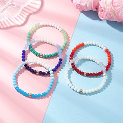 Glass Imitation Jade Beads Stretch Bracelets for Women&nbsp;BJEW-JB12609