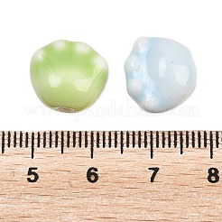 手作りの陶器ビーズ  足跡  光沢釉の磁器  ミックスカラー  11.5~12x13x9.5mm  穴：2mm&nbsp;PORC-D012-02