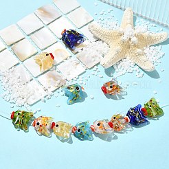 12個6色手作りランプワークビーズ  魚  ミックスカラー  14.5~19x17~21.5x9~10mm  穴：1.2~1.4mm&nbsp;LAMP-CJ0002-83