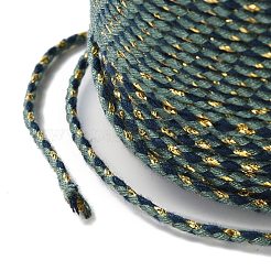 メタリック糸を使用した4本撚りポリコットンコード  手作りマクラメ綿ロープ  ひも壁掛け用植物ハンガー  濃い緑  1.5mm  約21.8ヤード（20m）/ロール&nbsp;OCOR-Z003-C14