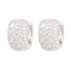 Brass Micro Pave Clear Cubic Zirconia Hoop Earrings&nbsp;EJEW-Z164-21P