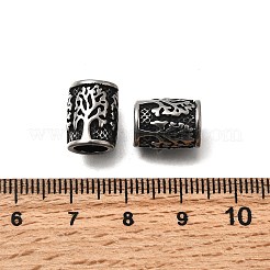 304ステンレス鋼ヨーロッパチューブビーズ  ツリー  大穴ビーズ  アンティークシルバー  12x9mm  穴：6mm&nbsp;STAS-D382-16AS