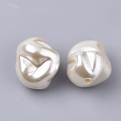 ABSプラスチックパール調ビーズ  ナゲット  フローラルホワイト  22.5x20.5x18.5mm  穴：2.2~2.8mm&nbsp;KY-T013-002A