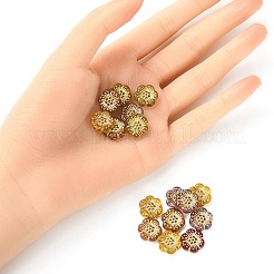 メッキアクリルビーズ  ライン入り  花  ミックスカラー  13x12x4mm  穴：1.2mm  約50個/袋&nbsp;PACR-YW0001-09