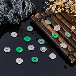 16Pcs 4 Styles Natural Green Aventurine & Dyed Malaysia Jade & Rose Quartz & Quartz Crystal Donut/Pi Disc Charms&nbsp;G-DC0001-60