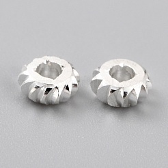 真鍮ビーズ  カドミウムフリー＆鉛フリー  長持ちメッキ  段ボール  925銀メッキ  5x2mm  穴：1.8mm&nbsp;KK-O133-302C-S