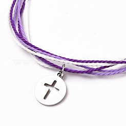 Waxed Polyester Cord Braided Bracelets&nbsp;BJEW-JB05663-01
