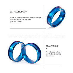 6Pcs 6 Styles Stainless Steel Grooved Finger Ring Settings&nbsp;STAS-YS0001-19