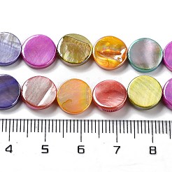 天然淡水シェルビーズ連売り  染め  フラットラウンド  グレードAB  ミックスカラー  10x2mm  穴：0.5mm  約37個/連  14.76''（37.5センチメートル）&nbsp;SHEL-D082-15A