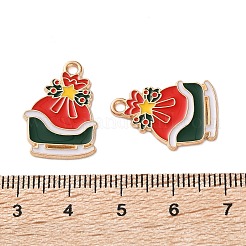 合金エナメルチャーム  クリスマステーマ  ライトゴールド  ハウス  21.5x15x1.2mm  穴：1.8mm&nbsp;X1-ENAM-I061-01KCG-13